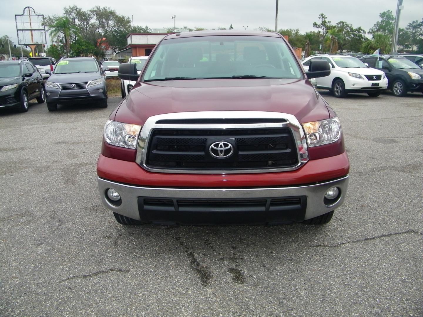 2010 Maroon /Gray Toyota Tundra SR5 Double Cab 4.6L 2WD (5TFRM5F14AX) with an 4.6L V8 DOHC 32V engine, 5-Speed Automatic Overdrive transmission, located at 4000 Bee Ridge Road, Sarasota, FL, 34233, (941) 926-0300, 27.298664, -82.489151 - Photo#1